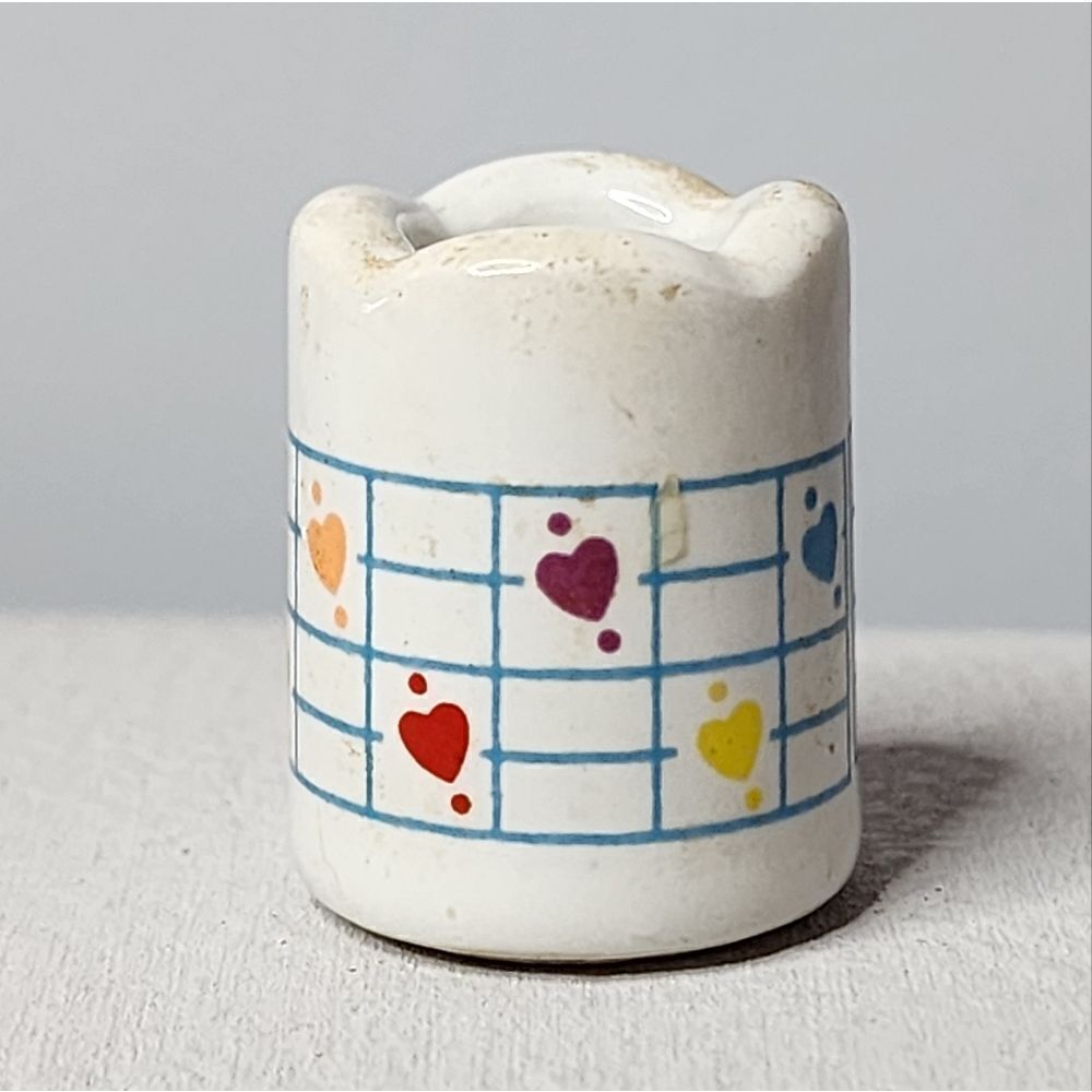 Vintage Music Staff Design West Germany Mini Porcelain Candle Holder Hearts